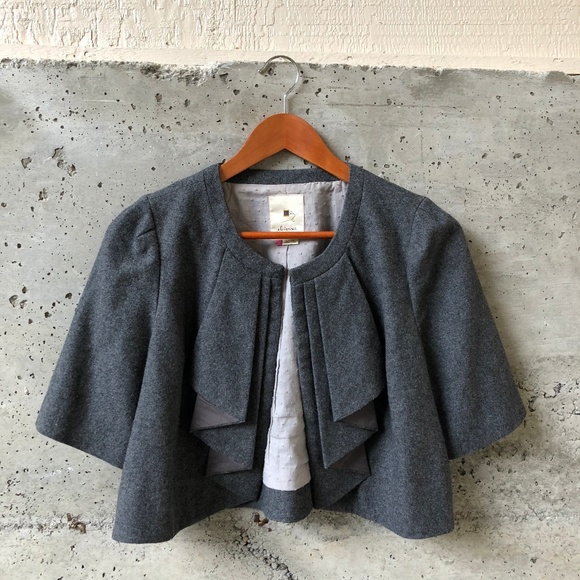 Eleveness (Anthropologie) Gray Wool Capelet - Picture 1 of 3
